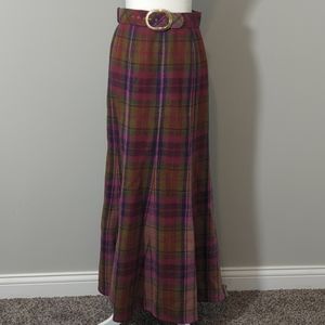 Vibrant Vintage Wool Skirt with Belt